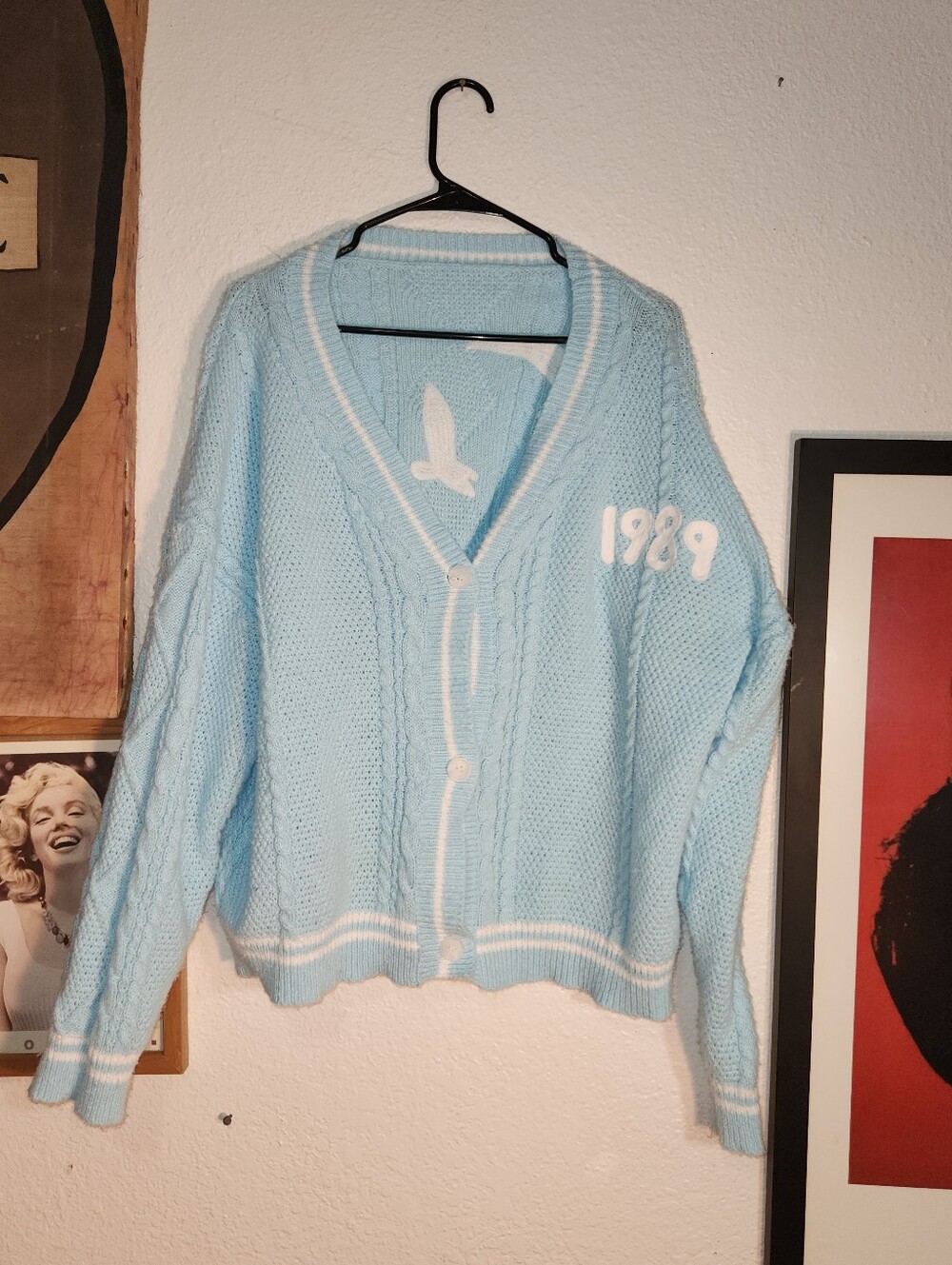 Taylor Swift 1989 Light Blue V-Neck Cable Knit Cardigan Sweater